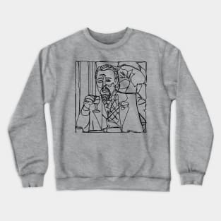 Leo Drinking Wine Meme Minimal Line Art Crewneck Sweatshirt